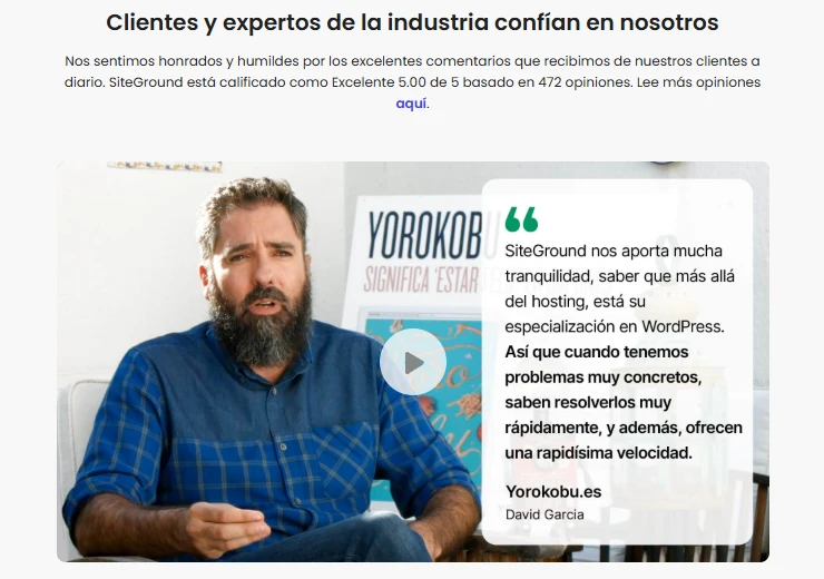 Testimonios satisfechos de siteground